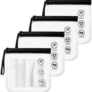 Jissta 4 Airplane Bags Liquid 20 x 20 cm Clear Toiletry Bag, Airport Approved Liquid Bag, Toiletry Bag, Travel Accessories, Waterproof Travel Bag with Zip with Handle, black, Fashion