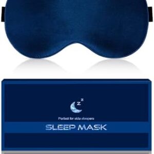 Aosun Silk Sleep Mask for Side Sleepers, 22 Momme, 100% Pure Natural Organic Mulberry Silk Eye Mask, Blackout Sleeping Mask with Adjustable Headband for Men, Women, Children