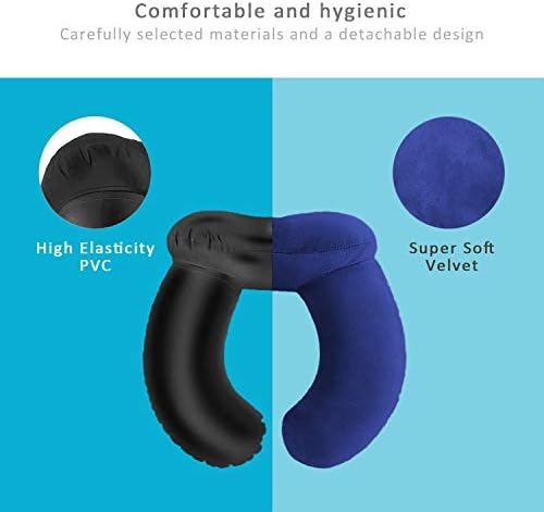 IZUKU Travel Pillow, Ideal for Travel, Office and Home, Neck Pillow with Supporting Function, Inflatable Neck Pillow with the Egornomic Design, Soft Neck Support Pillow (Navy Blue) - Image 4