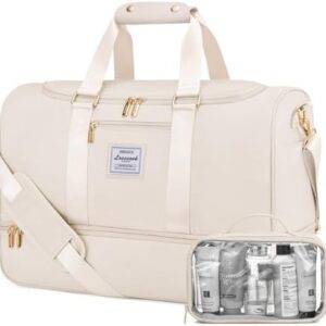 LOVEVOOK Women's Sports Bag Travel Bag, beige, Sports travel