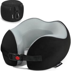 Tavaler Neck Pillow Aeroplane Travel Pillow Memory Foam Neck Pillow Adult Travel Neck Pillow Car Adjustable and Washable Portable Travel Pillow Neck (Black)