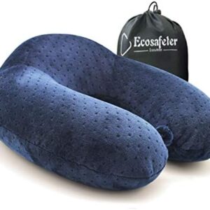 Ecosafeter Portable Travel Pillow - Perfect Neck Support Pillow, Luxury, Compact & Lightweight Quick Pack for Camping, Sleeping Pillow (Navy Blue)