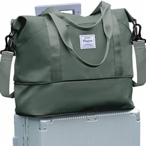 Travel Bag, Women's Sports Bag, 40 x 20 x 25 cm, Ryanair Hand Luggage, Bag, Weekender Bag, Swimming Bag, Waterproof Travel Bag, Duffle Bag, Fitness Bag, Training Bag, for Trips and Gym, A1 green.