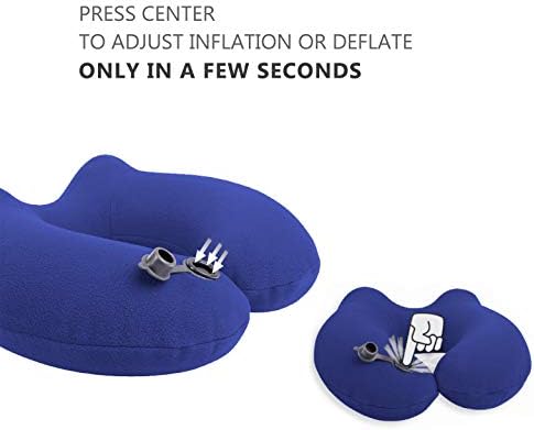 IZUKU Travel Pillow, Ideal for Travel, Office and Home, Neck Pillow with Supporting Function, Inflatable Neck Pillow with the Egornomic Design, Soft Neck Support Pillow (Navy Blue) - Image 2