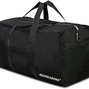 Extra Large, Foldable Travel Bag with Hand Strap, Suitable for Travel, Waterproof Carry Bag, Camping (Black), black