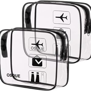 OSDUE Pack of 2 Toiletry Bags, Transparent, Aeroplane PVC Cosmetic Bag, Waterproof, Hand Luggage Travel Accessories, Makeup Bag for Men, Women, Children, Family, black, 1