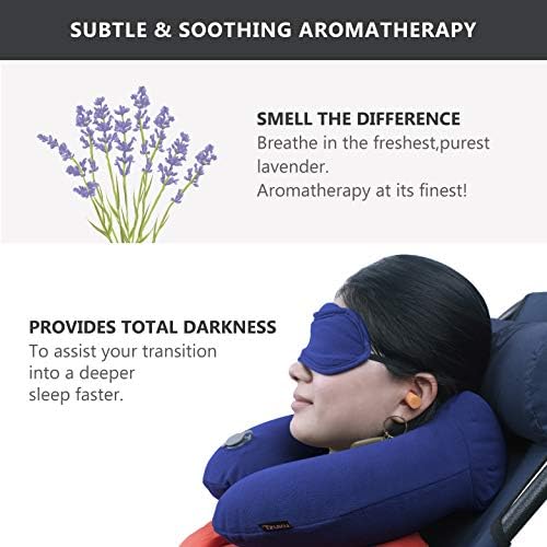 IZUKU Travel Pillow, Ideal for Travel, Office and Home, Neck Pillow with Supporting Function, Inflatable Neck Pillow with the Egornomic Design, Soft Neck Support Pillow (Navy Blue) - Image 5