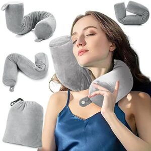 EPROICKS Travel Neck Pillow, Travel Pillow, Aeroplane Pillow, Memory Foam, Can Be Folded Side Sleep Neck Pillow, for Train, Car, Office, Camping, Travel Gadgets (Grey)