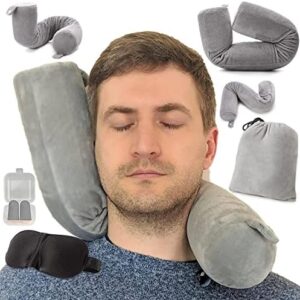 EPROICKS Travel Pillow Aeroplane, Can Bend Neck Support Pillow, Travel Neck Pillow, Memory Foam for Neck, Chin, Waist, Knee, Head Support, Suitable for Buses, Trains, Bed, Office (Grey)