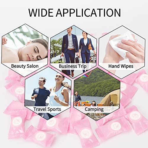 Skycase Pack of 100 Compressed Towels, Disposable Portable Face Towels, Mini Breathable Face Towels, Tablets, Cotton Towels, Travel Towels, Handtuc Hpills for Travel, Camping, Hotel, Pink - Image 6