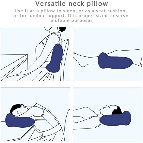 IZUKU Travel Pillow, Ideal for Travel, Office and Home, Neck Pillow with Supporting Function, Inflatable Neck Pillow with the Egornomic Design, Soft Neck Support Pillow (Navy Blue) - Image 3