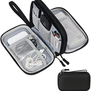 Skycase Cable Bag, Electronics Bag, Electronic Accessories Organiser, Portable Cable Organiser, Double Cable Bag, for USB Powerbank, SD Card, Charging Cables, 19 x 11 x 5.5 cm, Black
